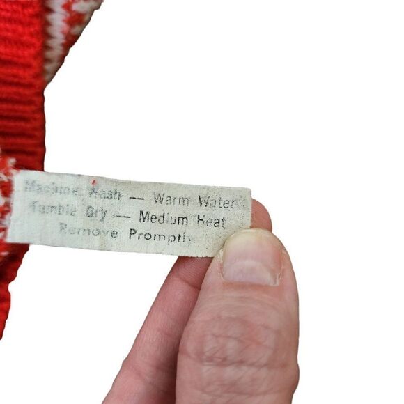 Vintage 70s Pullover Ski Sweater Mens Size L Nordic Fair Isle Quarter Zip Spread - Picture 5 of 5